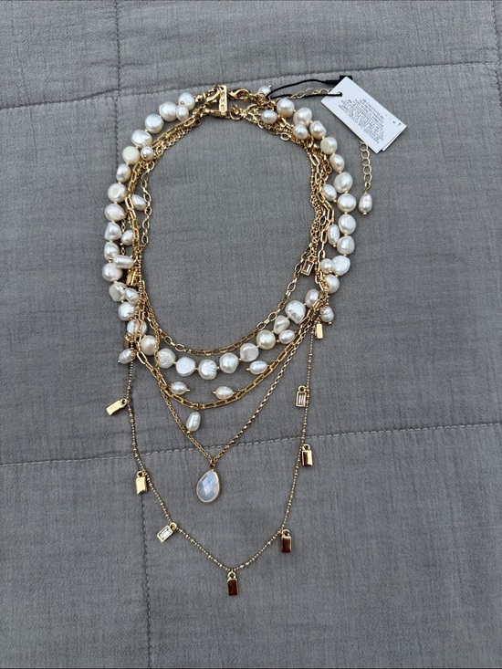White House Black Market Jewelry - Convirtable White House Black Market Gold and White Multi-Strand Pearl Necklace